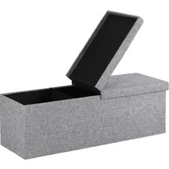 Casaria Sitzbank Hellgrau 115x38x38cm mit Klappdeckel
