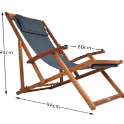 Casaria Sonnenliege Anthrazit Akazienholz