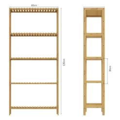Casaria Standregal Bambus mit 5 Etagen 130 x 60 x 26cm braun