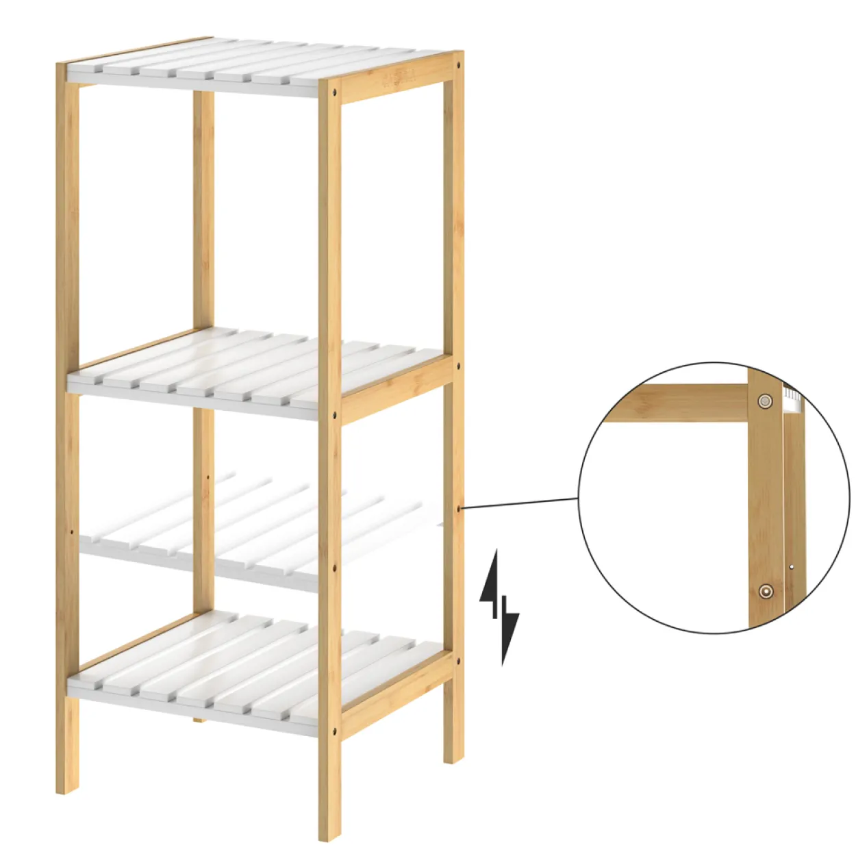 Casaria Standregal Bambus Weiß 80x33x34cm