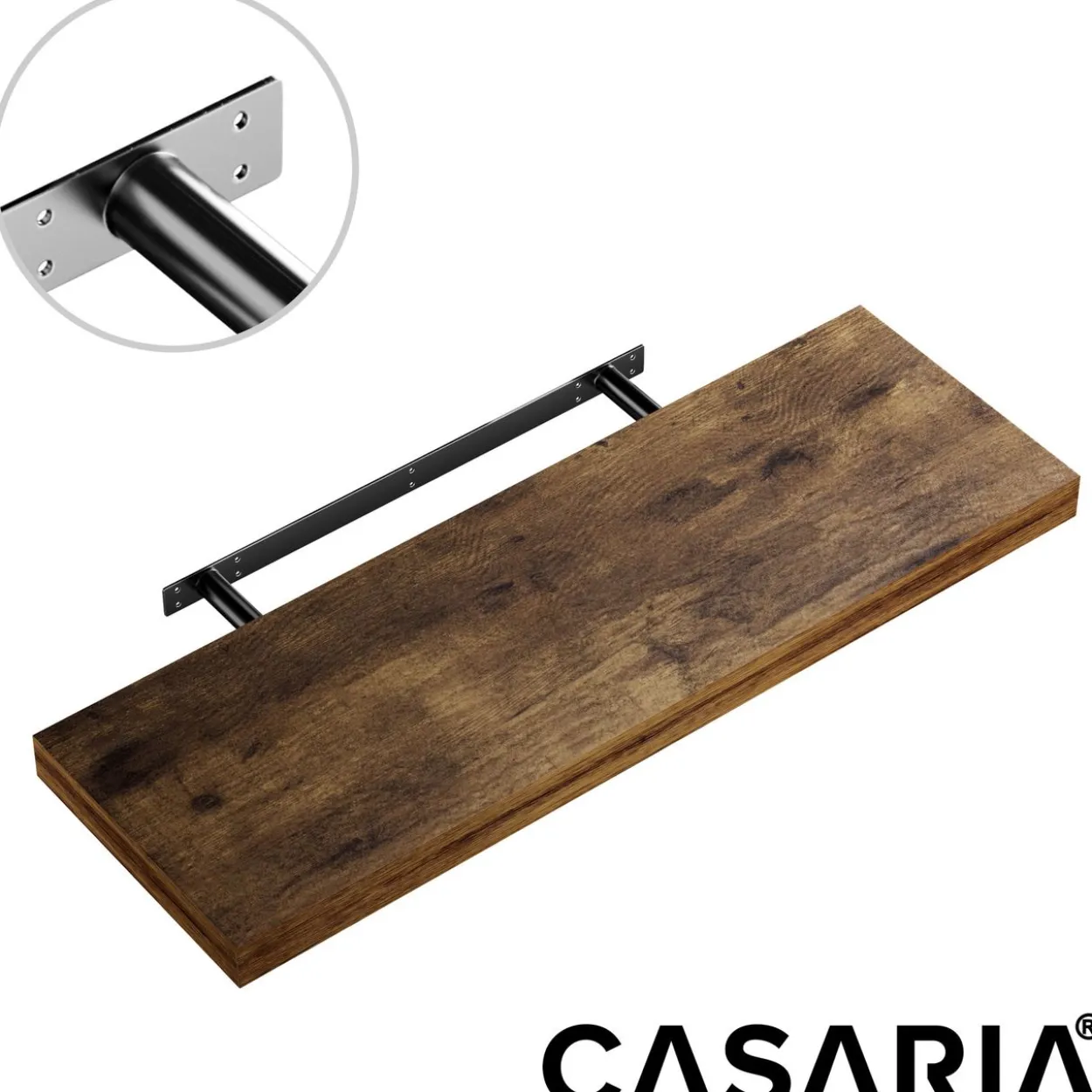 Casaria Wandregal Schweberegal 70cm Eiche dunkel + Halterung