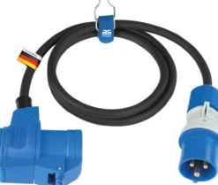 CEE Verlängerung 1,5 m Stecker Winkelkupplung mit Spannungsanzeige, Außenbereich IP44