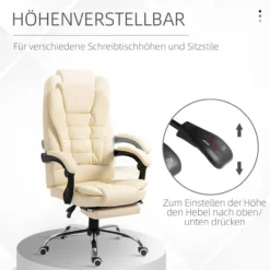 Chefsessel Bürostuhl mit Fußstütze, Schreibtischstuhl mit Neigefunktion