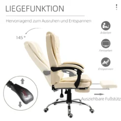 Chefsessel Bürostuhl mit Fußstütze, Schreibtischstuhl mit Neigefunktion