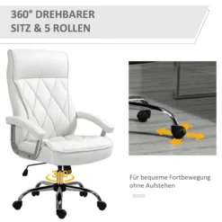 Chefsessel höhenverstellbar luxuriös PU-Leder Metall Schaumstoff Weiß 66x69x121 cm