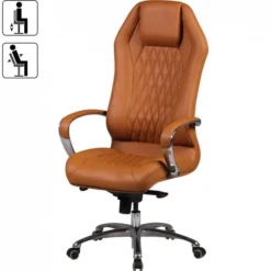 Chefsessel Monterey Echtleder caramel Drehstuhl mit 3-Punkt-Multiblockwippmechanik