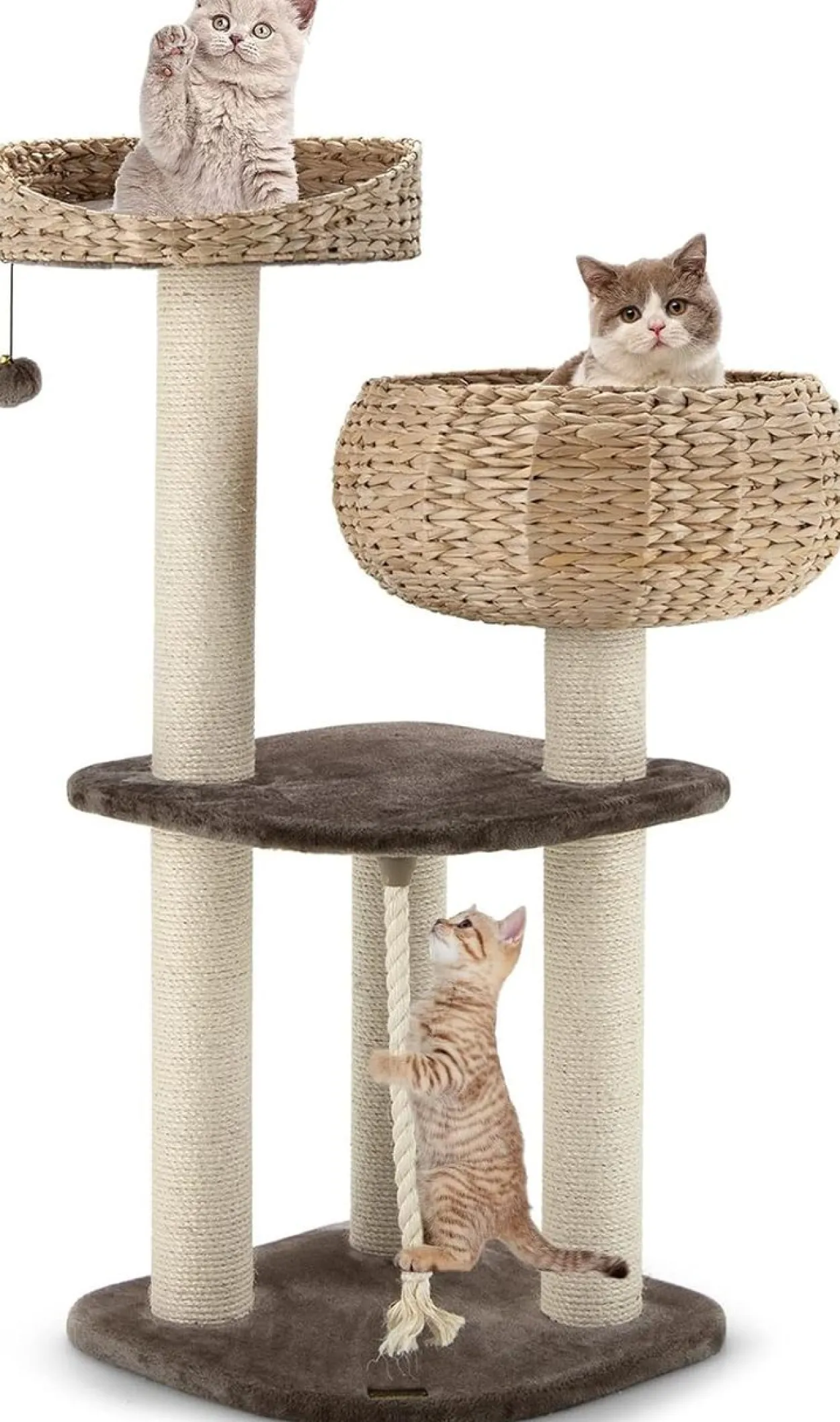 104cm Katzenbaum mit Betten, Katzenkratzbaum Holz