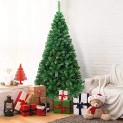 210 cm Künstlicher Weihnachtsbaum, Tannenbaum mit Metallständer, PVC Nadeln