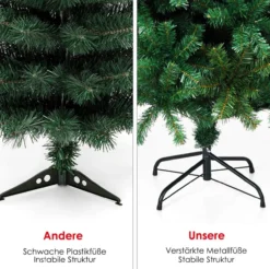 210 cm Künstlicher Weihnachtsbaum, Tannenbaum mit Metallständer, PVC Nadeln