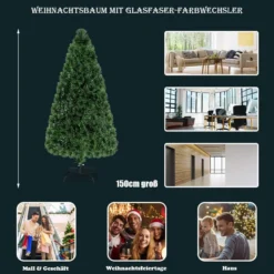 150cm Künstlicher Weihnachtsbaum mit Glasfaser-Farbwechsler