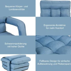 COSTWAY Klappsofa verstellbar, Bodensofa gepolstert