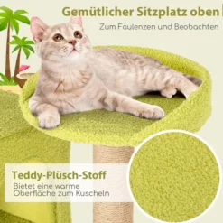 COSTWAY Kratzbaum 180cm, mehrstöckiger Katzenbaum Kletterbaum mit 2 Katzenhöhlen