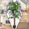 COSTWAY Kunstbaum mit Blüten, Kunstpflanze im Topf