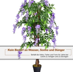 COSTWAY Kunstbaum mit Blüten, Kunstpflanze im Topf