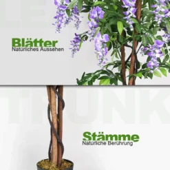 COSTWAY Kunstbaum mit Blüten, Kunstpflanze im Topf