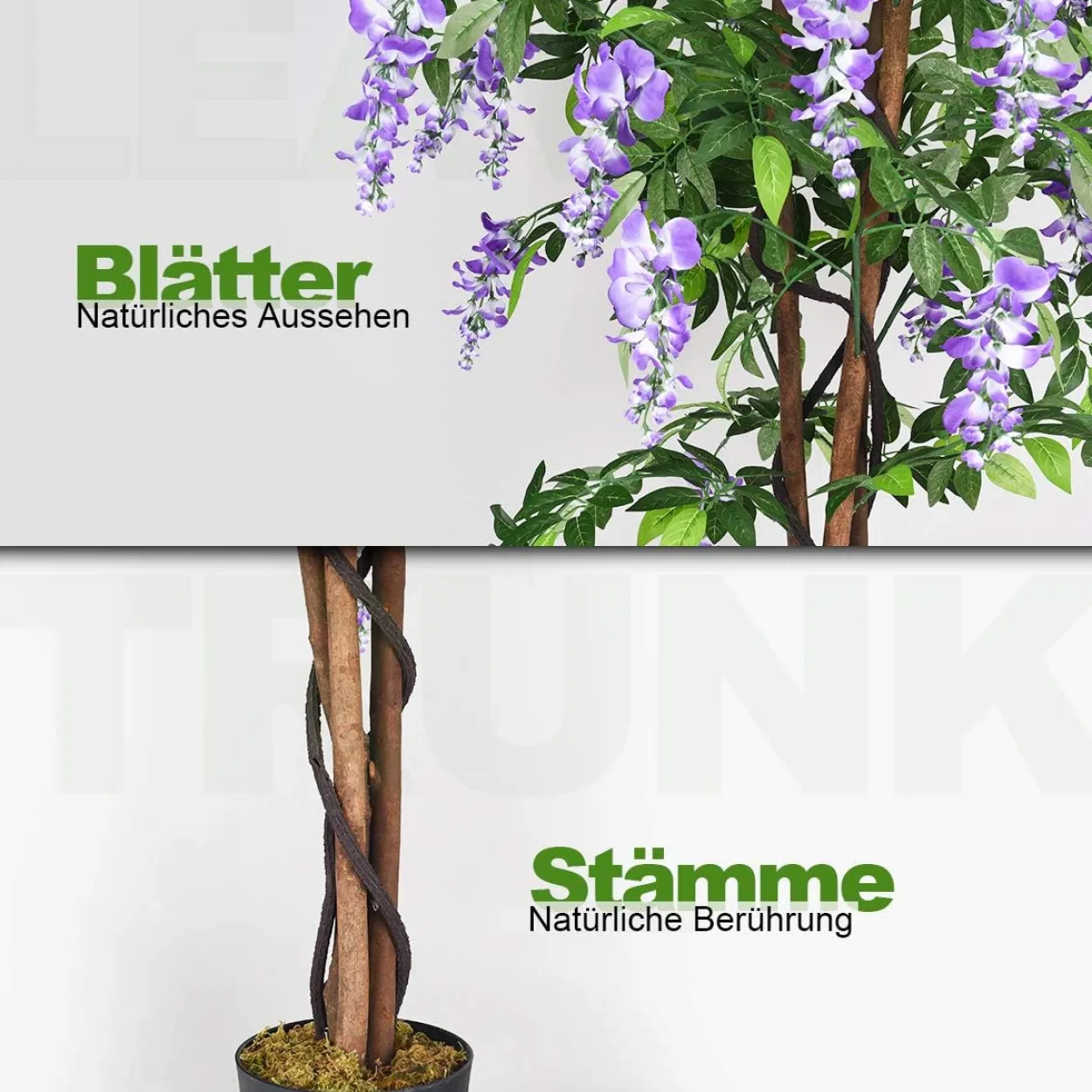 COSTWAY Kunstbaum mit Blüten, Kunstpflanze im Topf