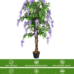 COSTWAY Kunstbaum mit Blüten, Kunstpflanze im Topf