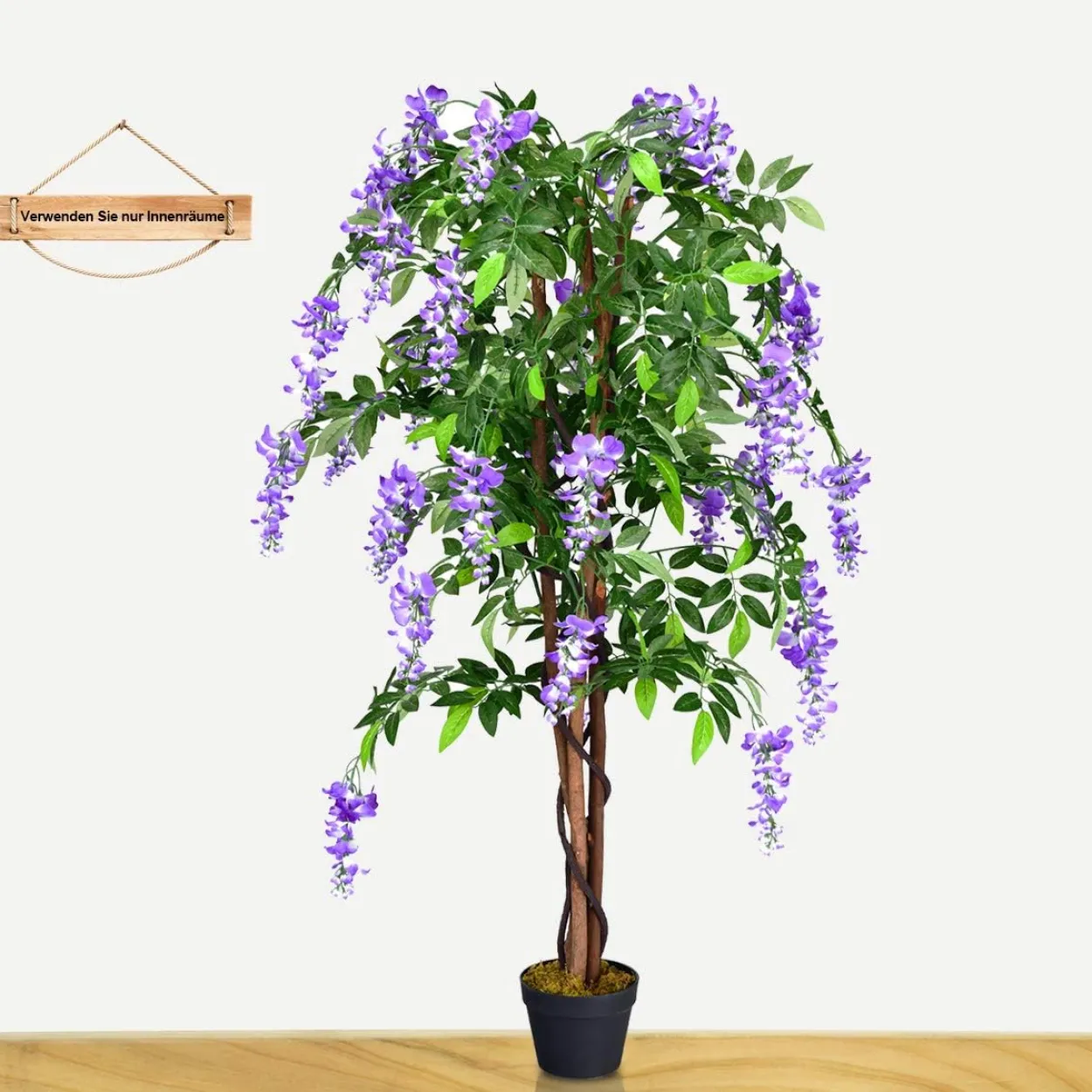 COSTWAY Kunstbaum mit Blüten, Kunstpflanze im Topf