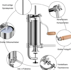 COSTWAY 1,5L Wurstfüller manuell, Wurstmaschine aus Edelstahl