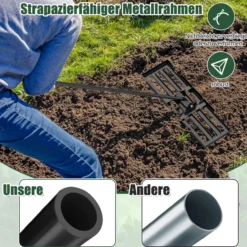 COSTWAY Rasen Nivellierrechen Metall, Rasenrechen mit ergonomischem Griff, 75cmx25cm, Schwarz