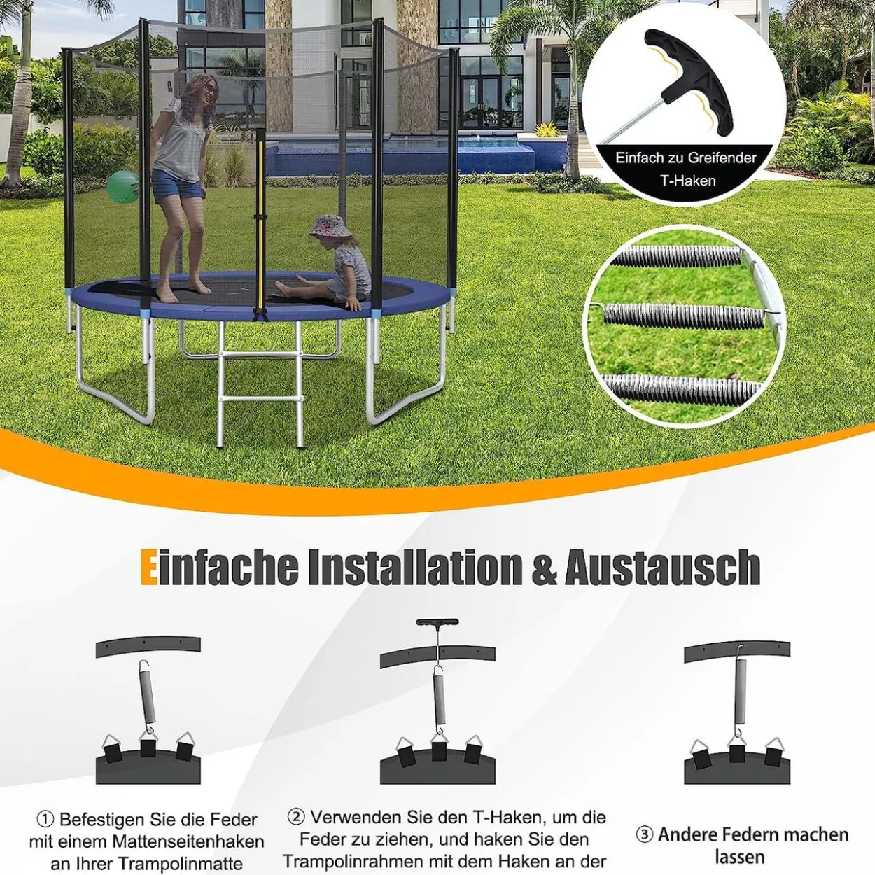COSTWAY 20 Stück Trampolin Ersatzfedern 140mm