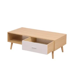 Couchtisch, ca. 120 x 60 x 40 cm - Eiche & Weiß