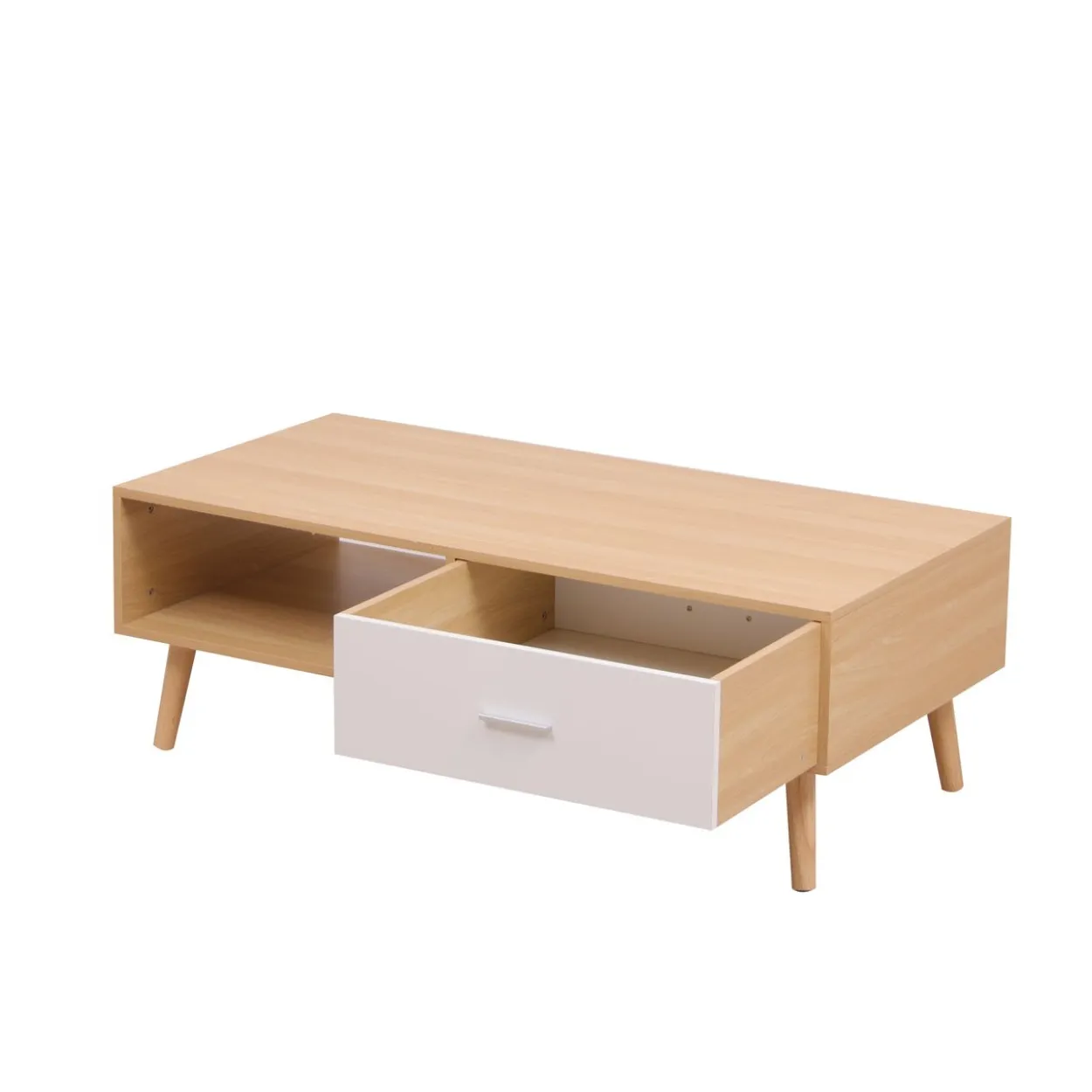 Couchtisch, ca. 120 x 60 x 40 cm - Eiche & Weiß