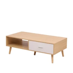 Couchtisch, ca. 120 x 60 x 40 cm - Eiche & Weiß