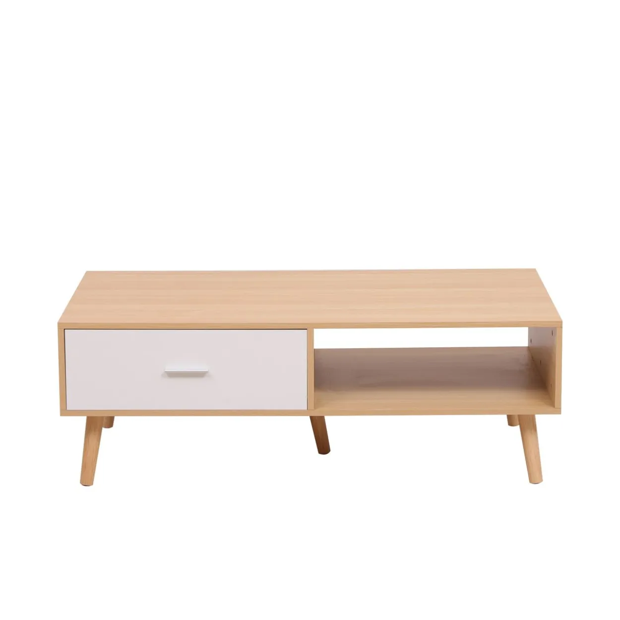Couchtisch, ca. 120 x 60 x 40 cm - Eiche & Weiß