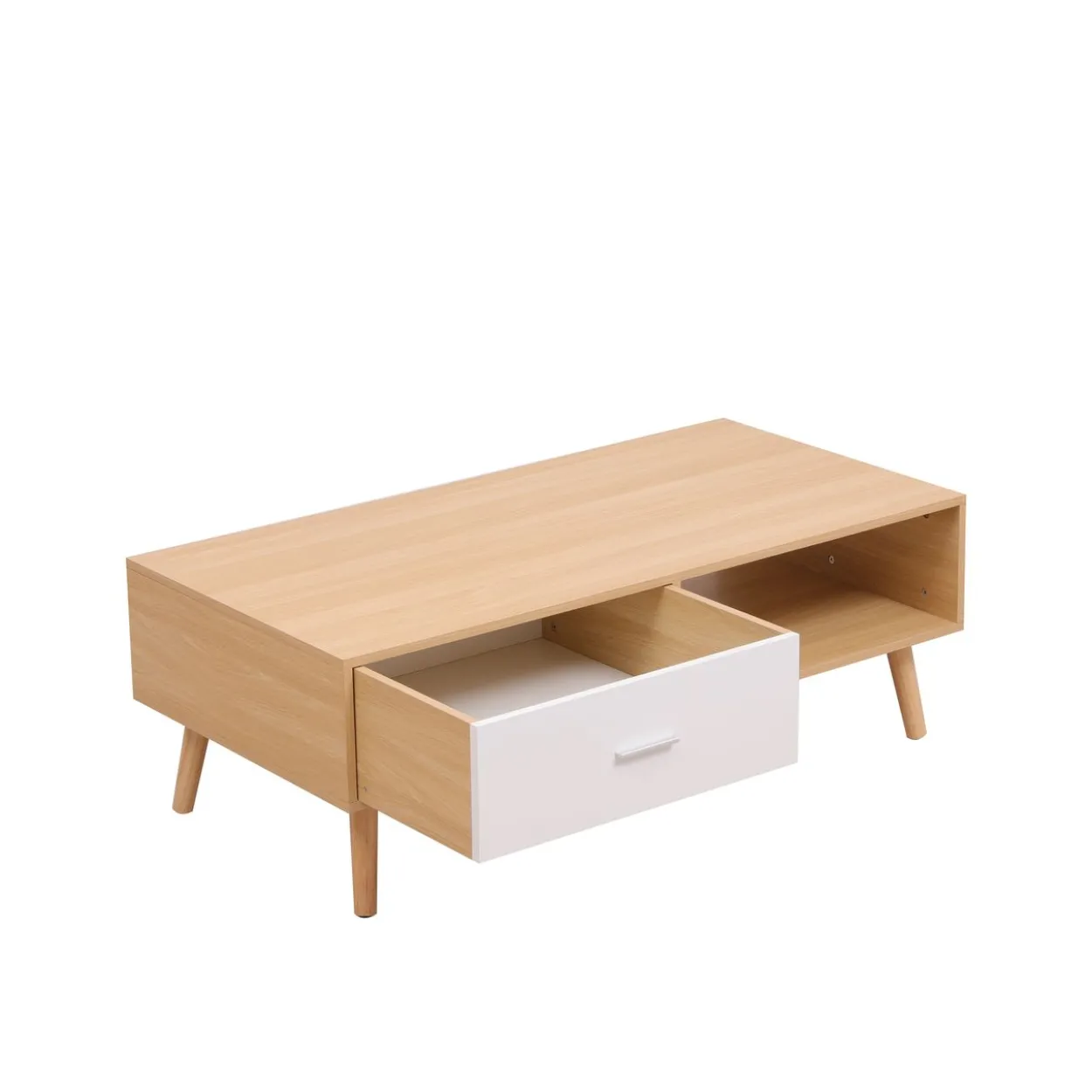 Couchtisch, ca. 120 x 60 x 40 cm - Eiche & Weiß