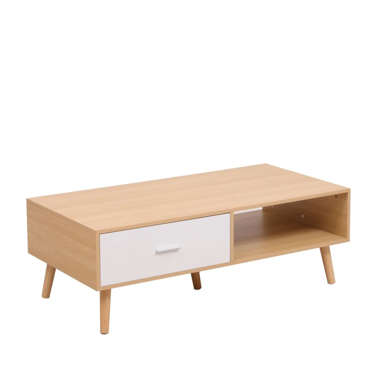 Couchtisch, ca. 120 x 60 x 40 cm - Eiche & Weiß