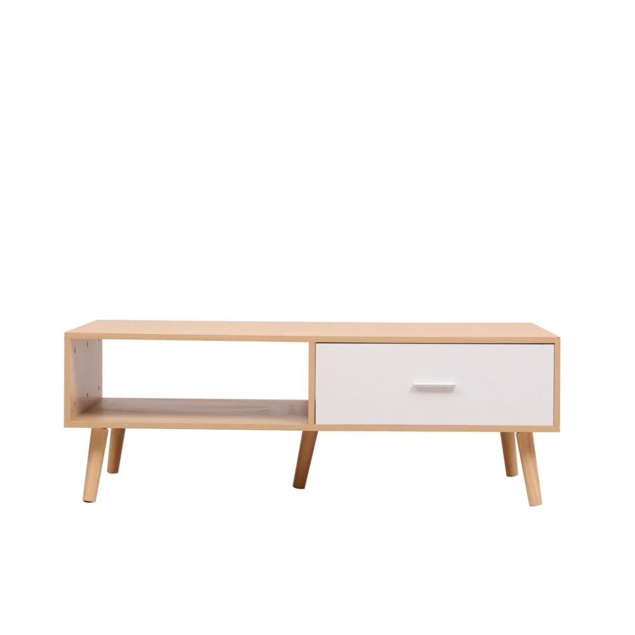 Couchtisch, ca. 120 x 60 x 40 cm - Eiche & Weiß