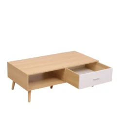 Couchtisch, ca. 120 x 60 x 40 cm - Eiche & Weiß