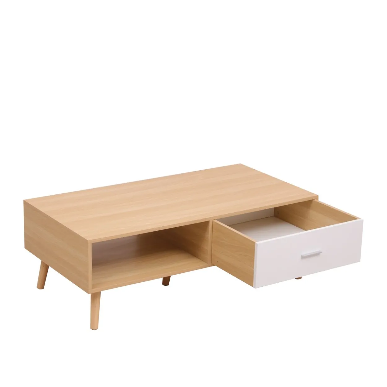 Couchtisch, ca. 120 x 60 x 40 cm - Eiche & Weiß