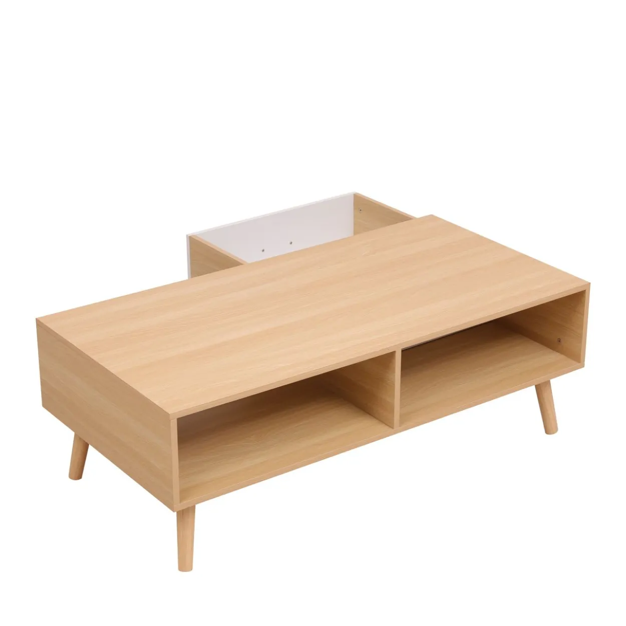 Couchtisch, ca. 120 x 60 x 40 cm - Eiche & Weiß