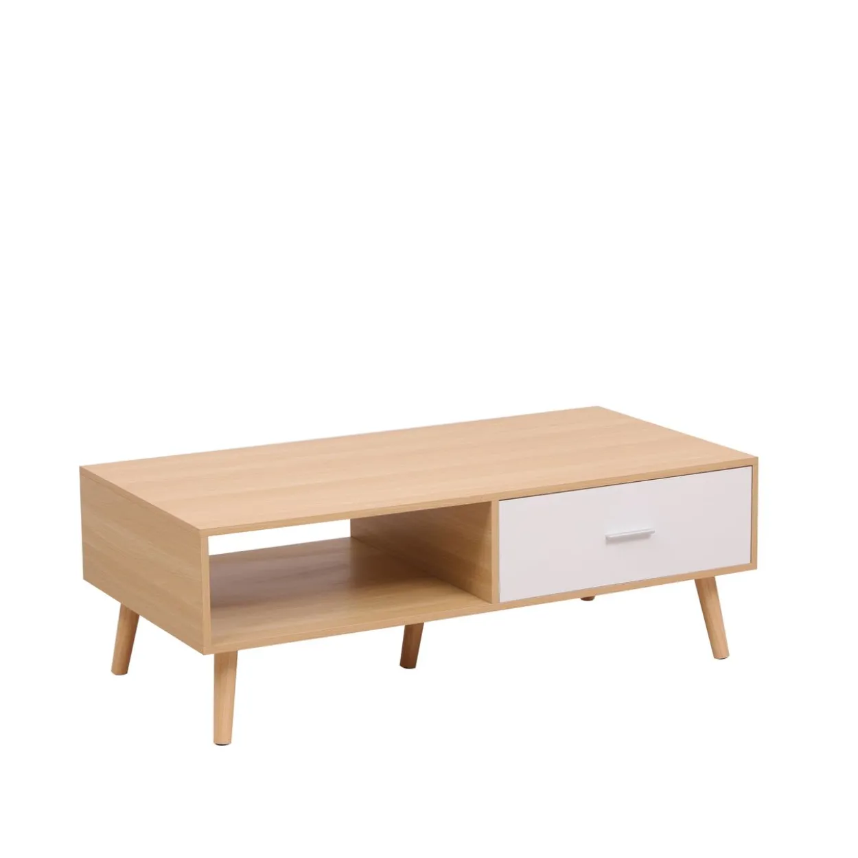 Couchtisch, ca. 120 x 60 x 40 cm - Eiche & Weiß