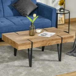 Couchtisch Kaffeetisch mit verstellbaren Fußstützen Beistelltisch Natur