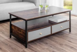 Couchtisch mit 2 Schubladen, ca. 110 x 50 x 47 cm - Braun