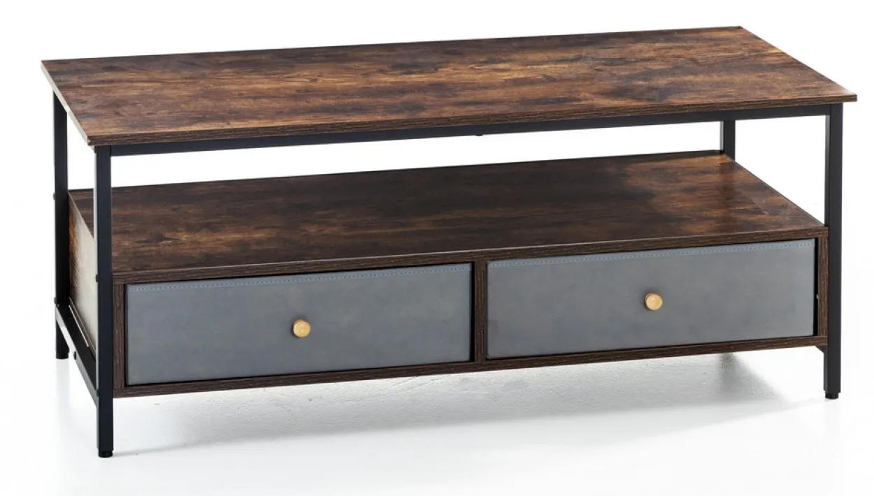 Couchtisch mit 2 Schubladen, ca. 110 x 50 x 47 cm - Braun