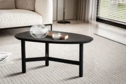 Couchtisch Sofatisch Massivholz Schwarz 86x50x37 cm Wohnzimmertisch