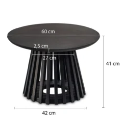 Couchtisch Sofatisch Massivholz Schwarz 60x60x41cm Wohnzimmertisch Rund