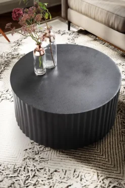 Couchtisch Sofatisch Metall Schwarz 67x67x31 cm Wohnzimmertisch Eisen Rund