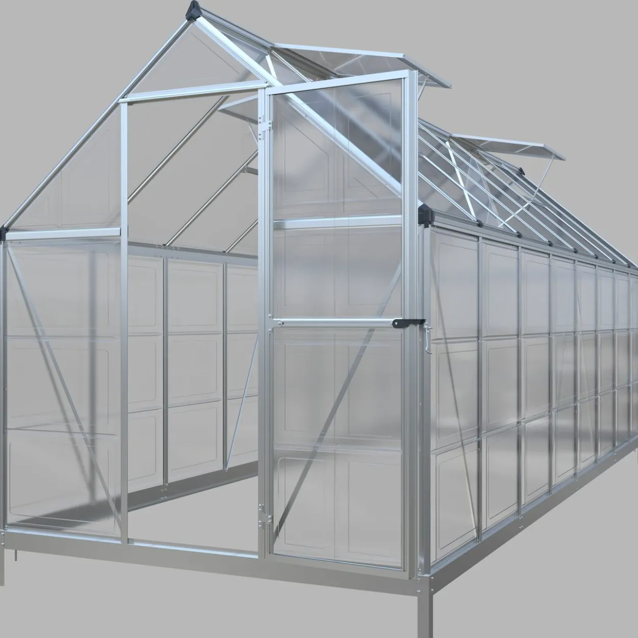 Crystal Plus Aluminium Gewächshaus, ca. 480 x 182 x 208 cm - Silber