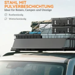 Dachgepäckträger Universal Dachkorb mit Windschutz, Fracht Relingträger Schwarz