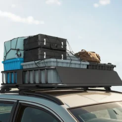 Dachgepäckträger Universal Dachkorb mit Windschutz, Fracht Relingträger Schwarz