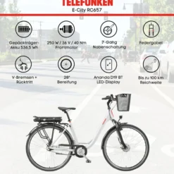 Damen City E-Bike RC657 Multitalent mit 7-Gang Shimano Nabenschaltung, Weiß
