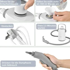 Dampfreiniger Portable Handgerät 3 Bar, Handdampfreiniger,Grau