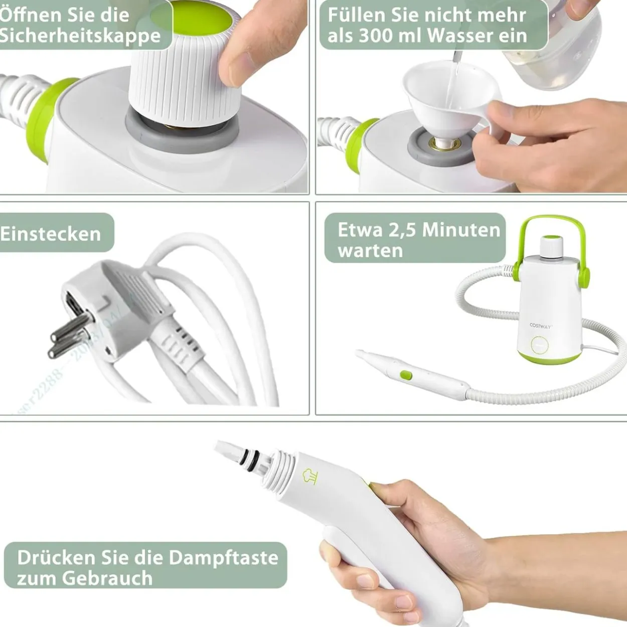 Dampfreiniger Portable Handgerät 3 Bar, Handdampfreiniger