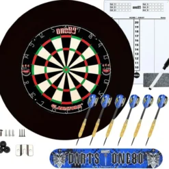 Dartscheibe mit Pfeilen, Steeldartscheibe aus Sisal mit Dartboard+PU-Set Schwarz
