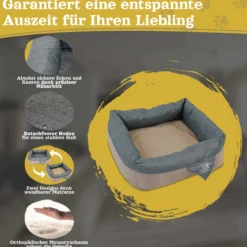 DD-06 Luxus Hundebett Braun Anthrazit Gr. L 80x80cm Memoryschaum Matratze